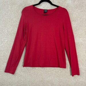 Eileen Fisher Long Sleeve Top‎ Women's Small Viscose Spandex Red Italian